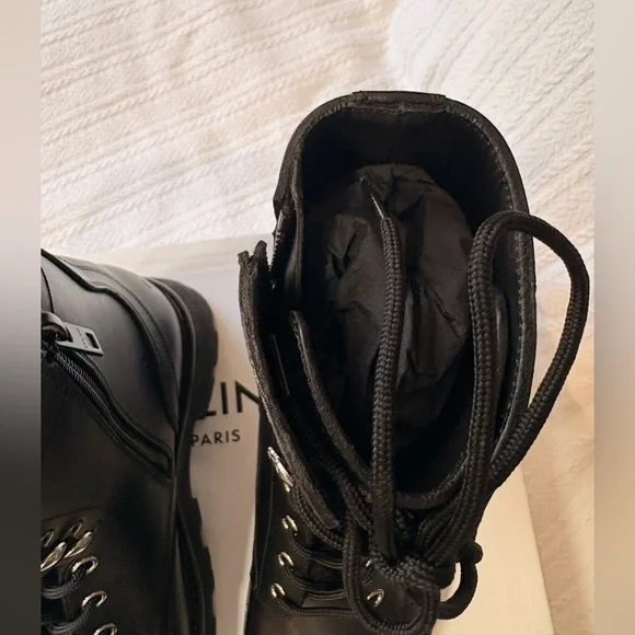 Celine Black Leather Combat Boots - Picture 10 of 10